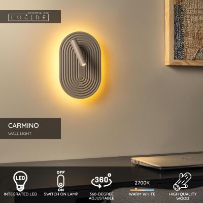 Lucide CARMINO - Wall light - LED - 2700K - Taupe